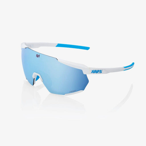 Occhiali 100% RACETRAP 3.0 SE Movistar Team White HiPER Blue Multilayer Mirror Lens - Bike-store-Treviso