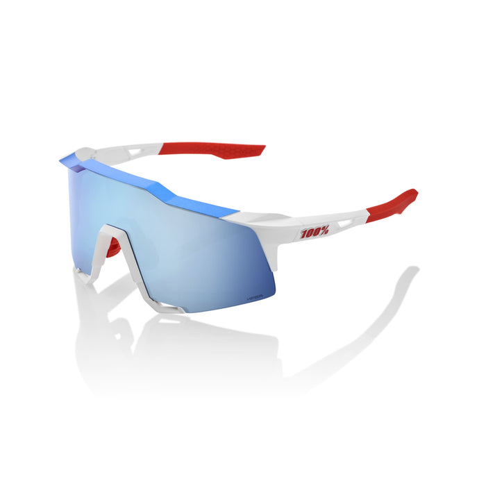 Occhiali 100% SPEEDCRAFT TotalEnergies Team Matte White / Metallic Blue HiPER® Blue Multilayer Mirror Lens