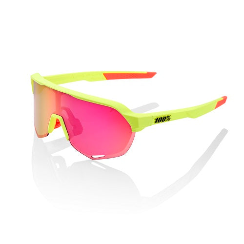 Occhiali 100% S2 Matte Washed Out Neon Yellow Purple Multilayer Mirror Lens