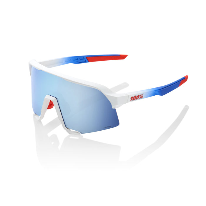 Occhiali 100% S3 TotalEnergies Team Matte White / Metallic Blue HiPER® Blue Multilayer Mirror Lens